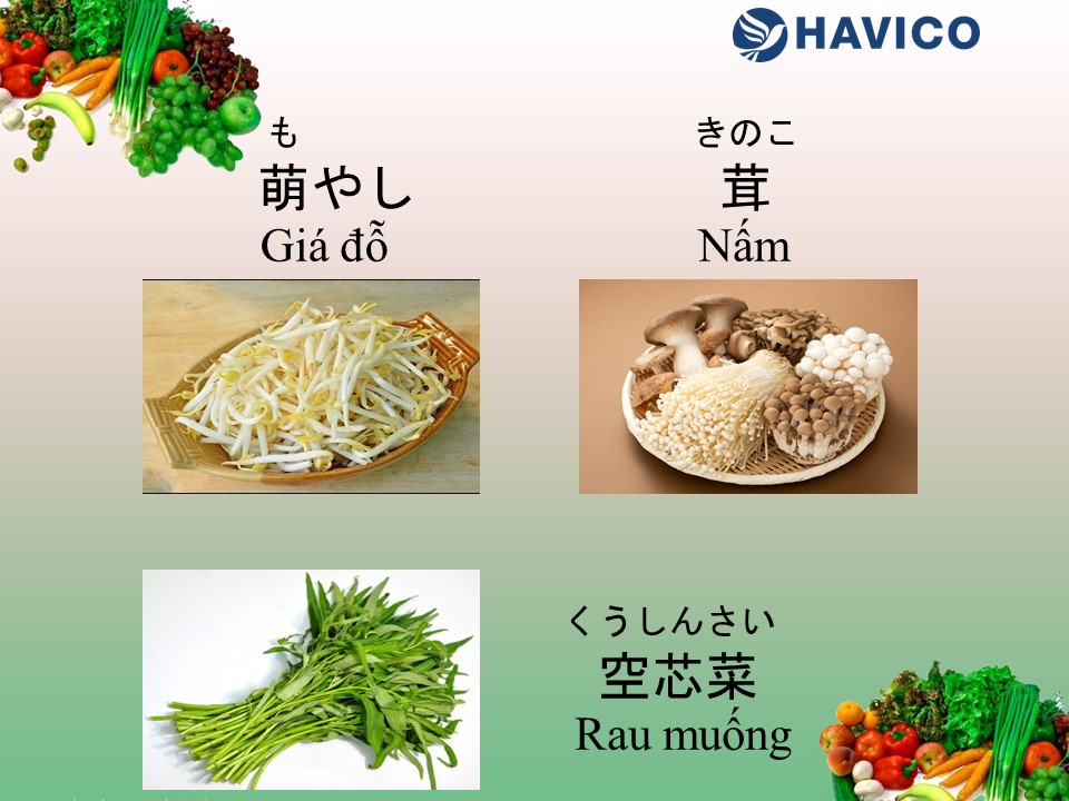 Từ vựng tiếng Nhật: Chủ đề rau củ