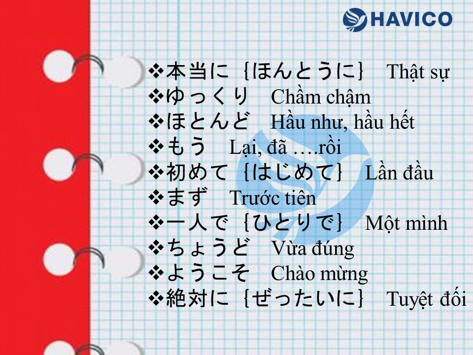 Trạng từ trong tiếng Nhật