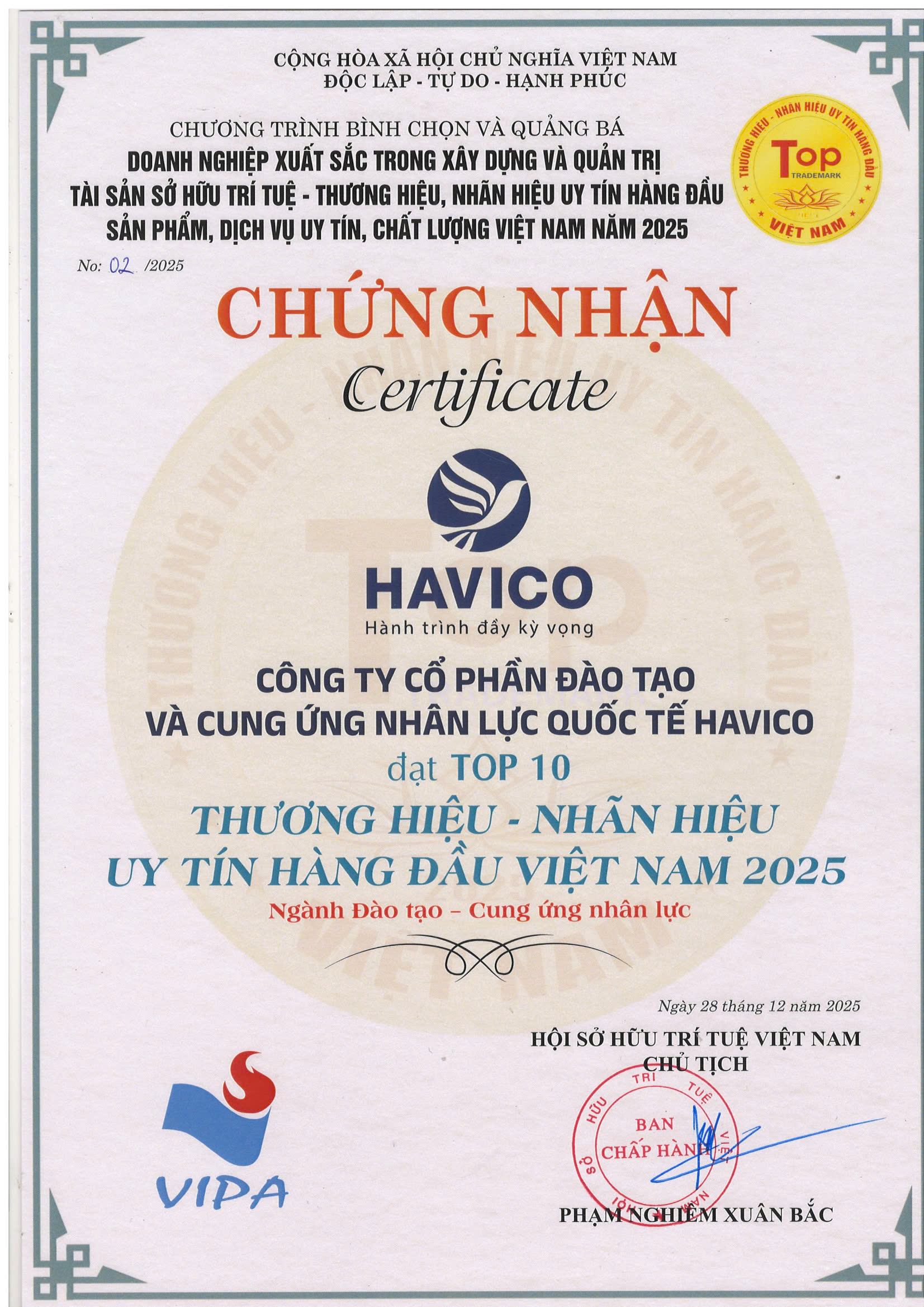 Top 10 thương hiệu - nhãn hiệu uy tín hàng đầu Việt Nam 2025